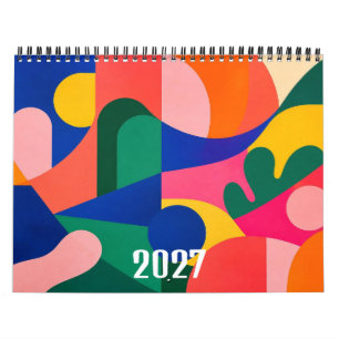 2027 Moderne Abstrakte Farbige Zeitgenössische Kun Kalender