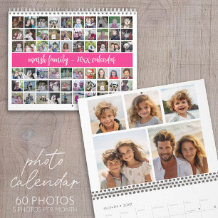 2027 Moderne Familie 60 Foto - Hot Pink Benutzerde Kalender