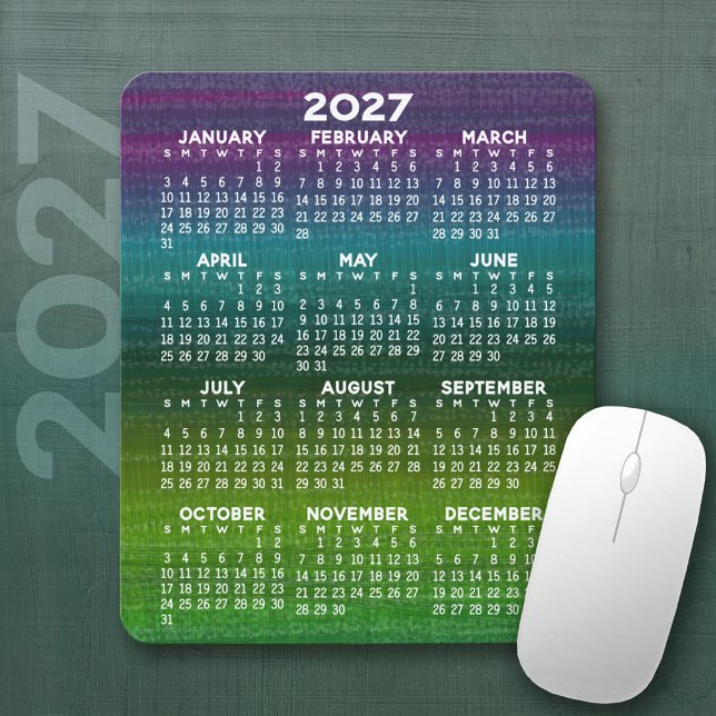 2027 Moderner Abstrakter Kalender Vertikal Mousepad (2027 Calendar Mousepad)