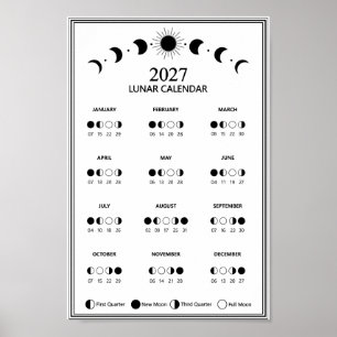 2027 Mondphasen-Kalender im minimalistischen Stil Poster