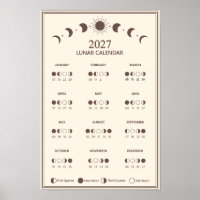 2027 Mondphasen-Kalender im minimalistischen Stil