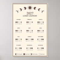 2027 Mondphasen-Kalender im minimalistischen Stil