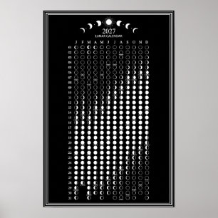2027 Mondphasen-Kalender im minimalistischen Stil Poster