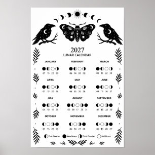 2027 Moth Crow Himmelsmondkalender Poster