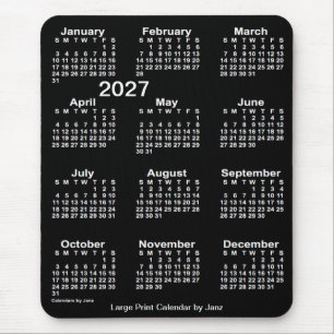 2027 Neon White Large Print Calendar von Janz Mousepad