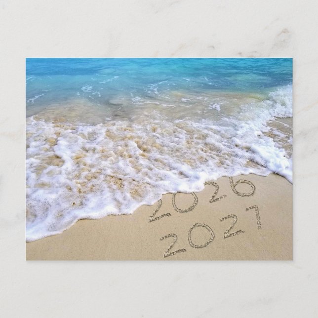 2027 Neujahr Tropischer Strand Postkarte (Vorderseite)