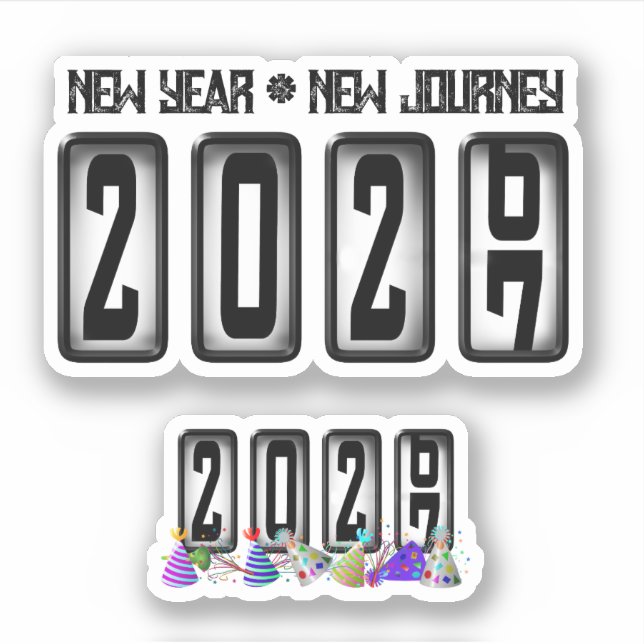 2027 Neujahrs-Kilometerzähler Aufkleber (Vorderseite)