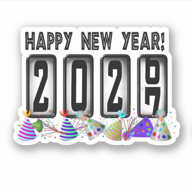 2027 Neujahrs-Kilometerzähler Aufkleber (Vorderseite)