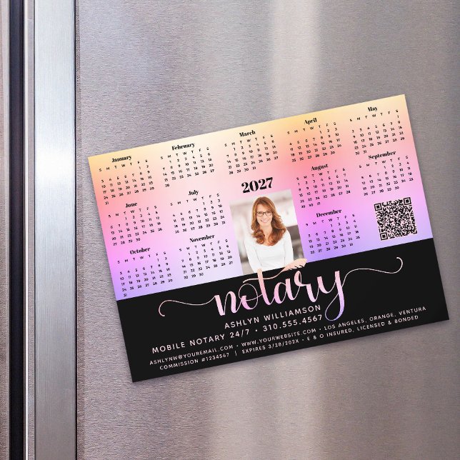2027 Notar-Kalender Pink Schwarz QR-Code Magnet (Von Creator hochgeladen)