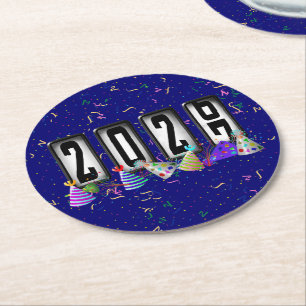 2027 Odometer Silvesterparty Runder Pappuntersetzer