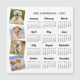2027 Personalisierter Familienhund-Fotokalender Magnetkarte