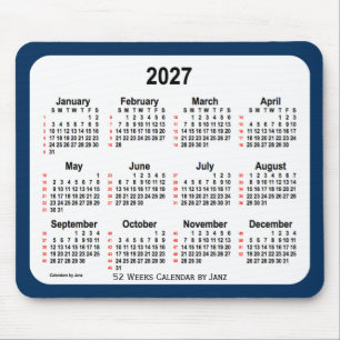 2027 Police Box Blue 52 Weeks Calendar by Janz Mousepad