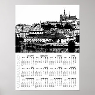 2027 Prag-Kalender, Prager Burg, Tschechien Poster