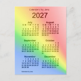 2027 Rainbow 6 Month Mini Calendar by Janz Postkarte