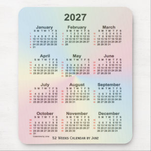 2027 Rainbow Cloud 52 Week Calendar by Janz Mousepad