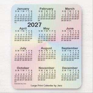 2027 Rainbow Cloud Large Print Calendar by Janz Mousepad