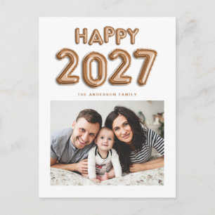 2027 Roségold-Folien-Mylar-Balloons Foto Neujahr Feiertagspostkarte