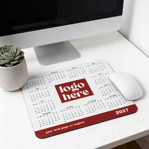 2027 Rotes Geschäft-Logo-Kalender Mousepad