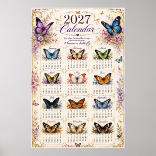 2027 Schmetterlings-Wandkalender-Poster Poster