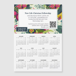 2027 Schriftkalender-Magnet Blumenkirchengeschenk Magnetkarte