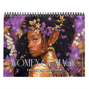 2027 Schwarze Fantasy-Art Frauen Der Magie Kalende Kalender