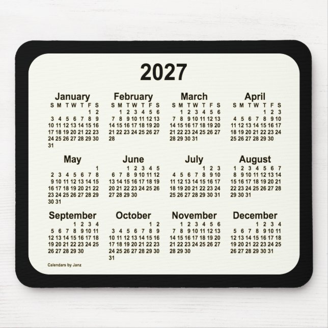 2027 Sepia zum Schwarzen Kalender von Janz Two Ton Mousepad (Vorne)