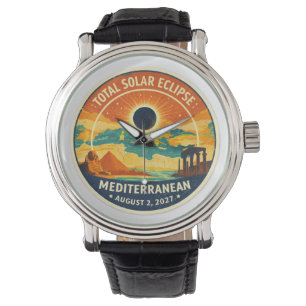 2027 Sonnenfinsternis über dem Mittelmeer Armbanduhr