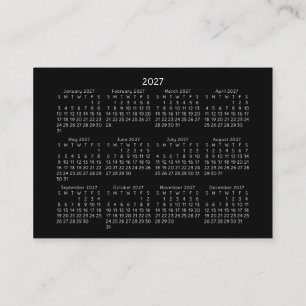 2027 SONNTAG Start Taschenkalender SCHWARZ Visitenkarte