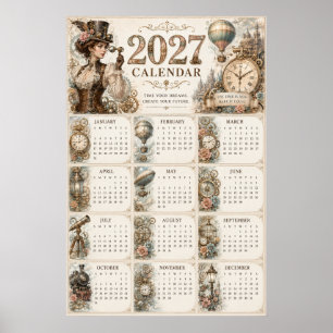 2027 Steampunk-Wandkalenderposter Poster