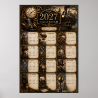 2027 Steampunk-Wandkalenderposter 