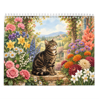 2027-Tabby-Cat-Geburtsblumen-Kalender Kalender