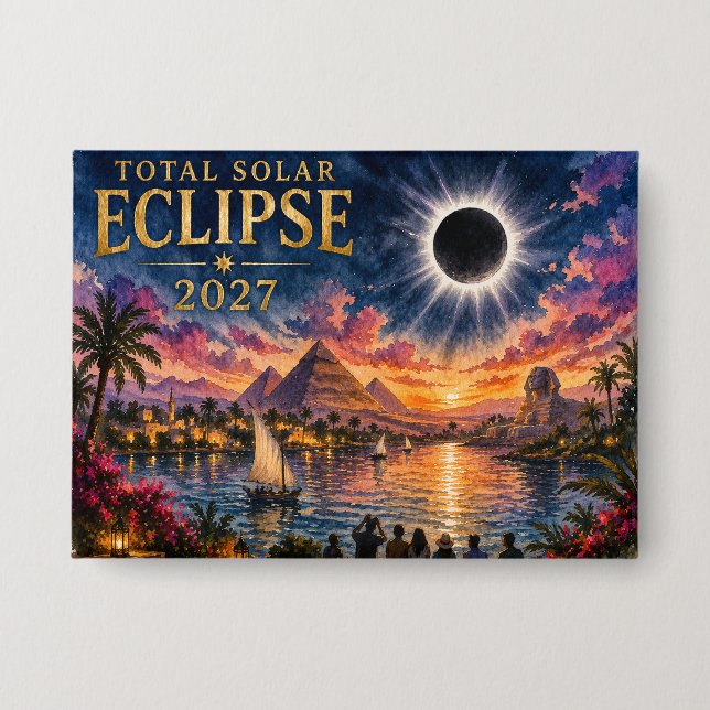 2027 Totale Sonnenfinsternis Ägypten Button (Vorderseite)