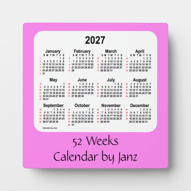 2027 Violet 52 Weeks Calendar by Janz Fotoplatte (Vorderseite)