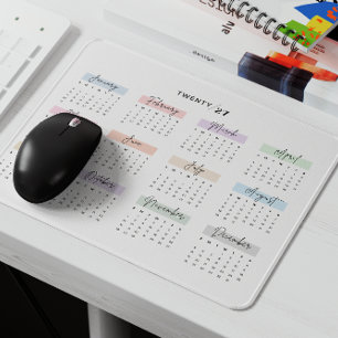 2027 VOLLES JAHR KALENDER PASTEL HANDSCHRIFTLICHE  MOUSEPAD