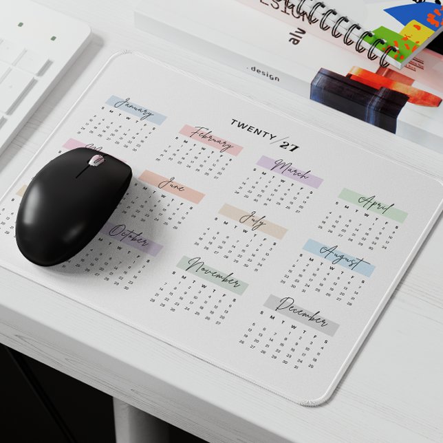 2027 VOLLES JAHR KALENDER PASTEL HANDSCHRIFTLICHE  MOUSEPAD (Von Creator hochgeladen)