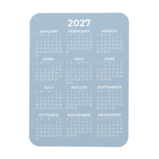 2027 Volljahreskalender Basic Minimal Mini Blau Magnet
