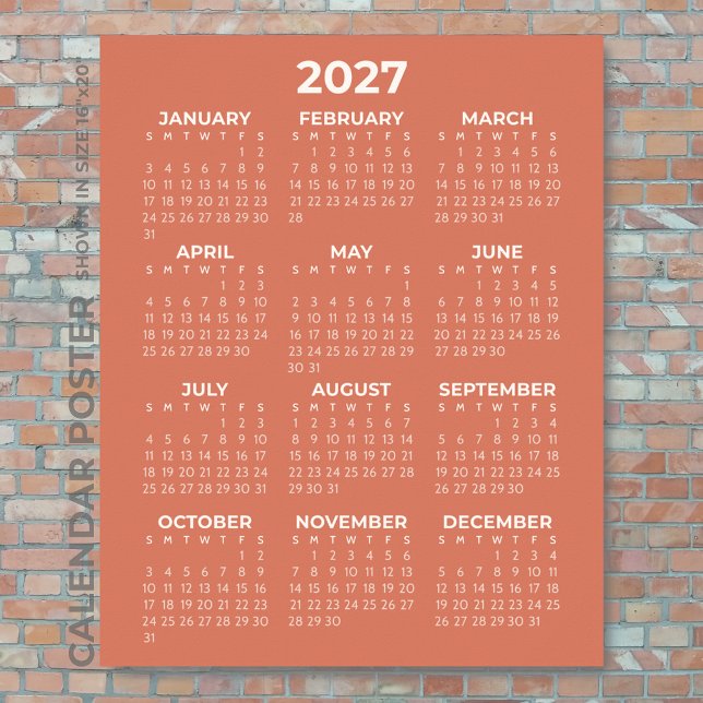 2027 Wandkalender Einfach Terrakotta Poster (Von Creator hochgeladen)