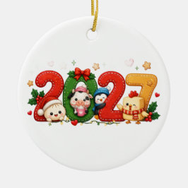 2027 Weihnachtsdekoration süß Keramik Ornament