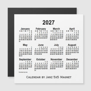 2027 Weißer Kalender von Janz 5x5 Magnet