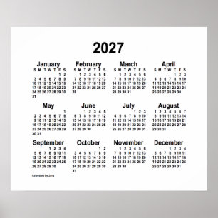 2027 Weißer Kalender von Janz Print Poster