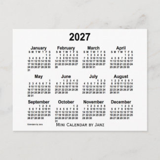 2027 Weißer Mini-Kalender von Janz Postkarte