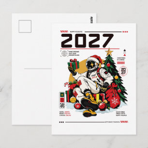 2027 Weltraum-Weihnachts-Astronaut Postkarte
