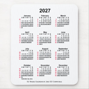 2027 White 52 Weeks ISO Calendar by Janz Mousepad