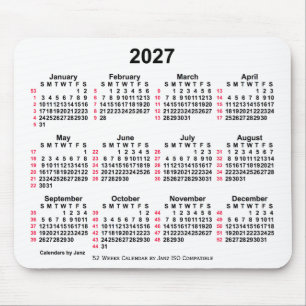 2027 White 52 Weeks ISO Calendar by Janz Mousepad