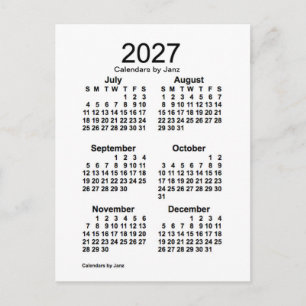 2027 White 6 Month Mini Kalender von Janz Postkarte