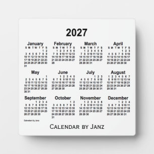 2027 White Desk Calendar von Janz Fotoplatte