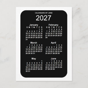 2027 White Neon 6 Month Mini Kalender von Janz Postkarte