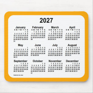 2027 White on Orange Calendar by Janz Two Tone Mousepad