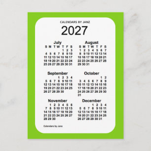 2027 Yellow Green 6 Month Mini Calendar von Janz Postkarte