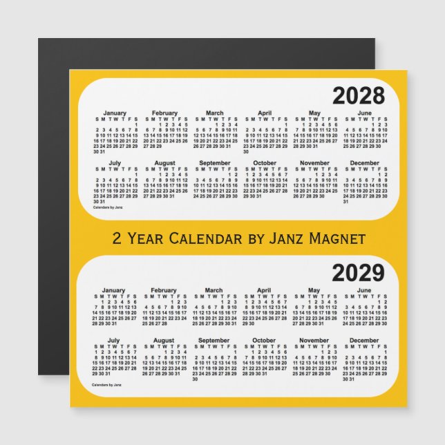 2028-2029 Gold 2 Year Calendar by Janz Magnetkarte (Vorne/Hinten)